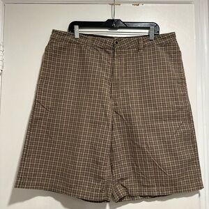 VTG 90s Y2K Ecko Unltd Sz:38 Brown Plaid Baggy Streerwear Hip Hop Board Shorts.